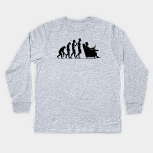 Human Evolution From Caveman to Couch Kids Long Sleeve T-Shirt